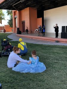 Mom and girl dressed like Cinderella